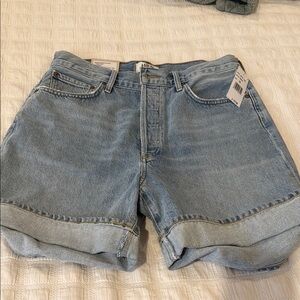 Agolde Blue Jean Shorts Distressed Cut-Off Style